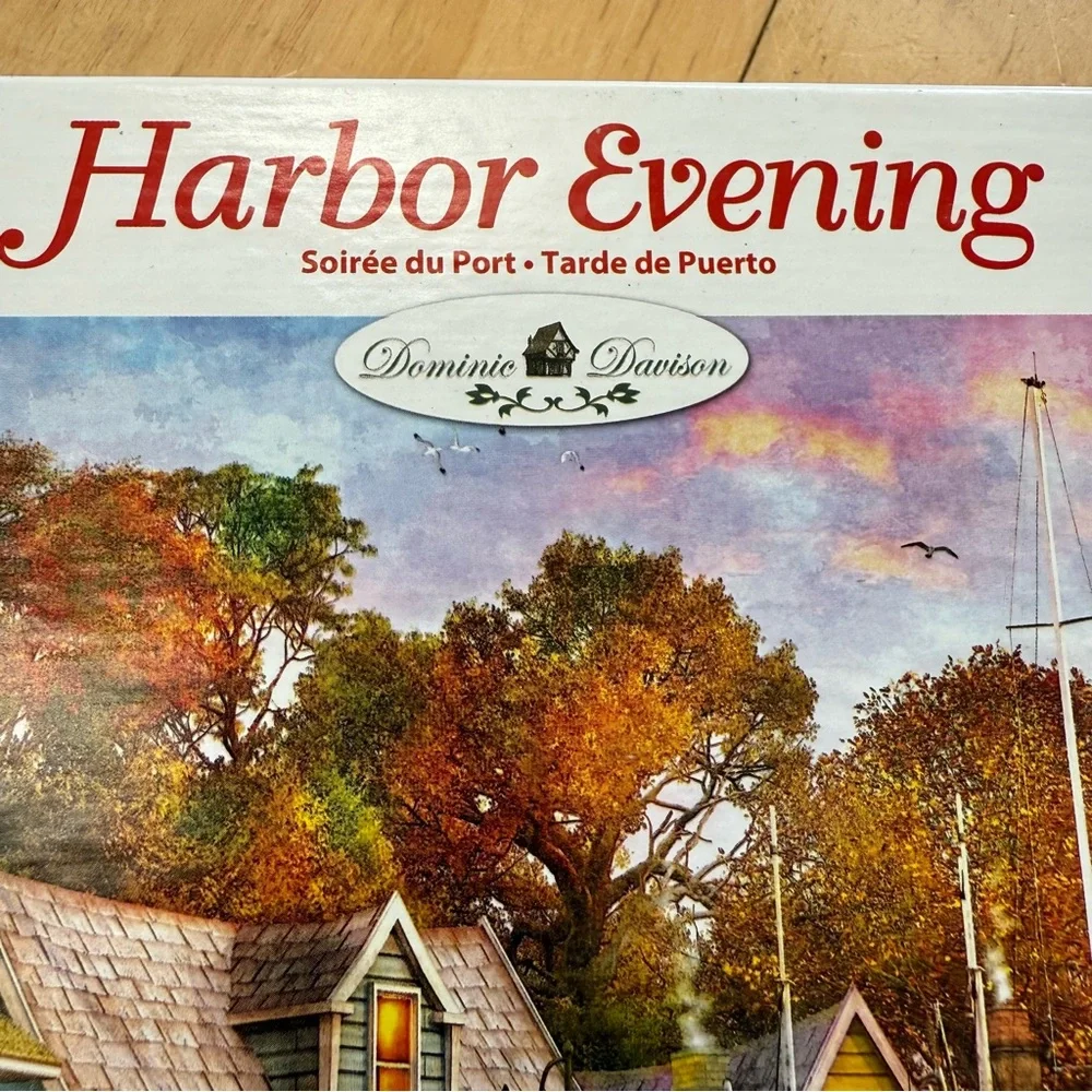 WHITE MOUNTAIN 1000pc Harbor Evening coastal themed jigsaw puzzle